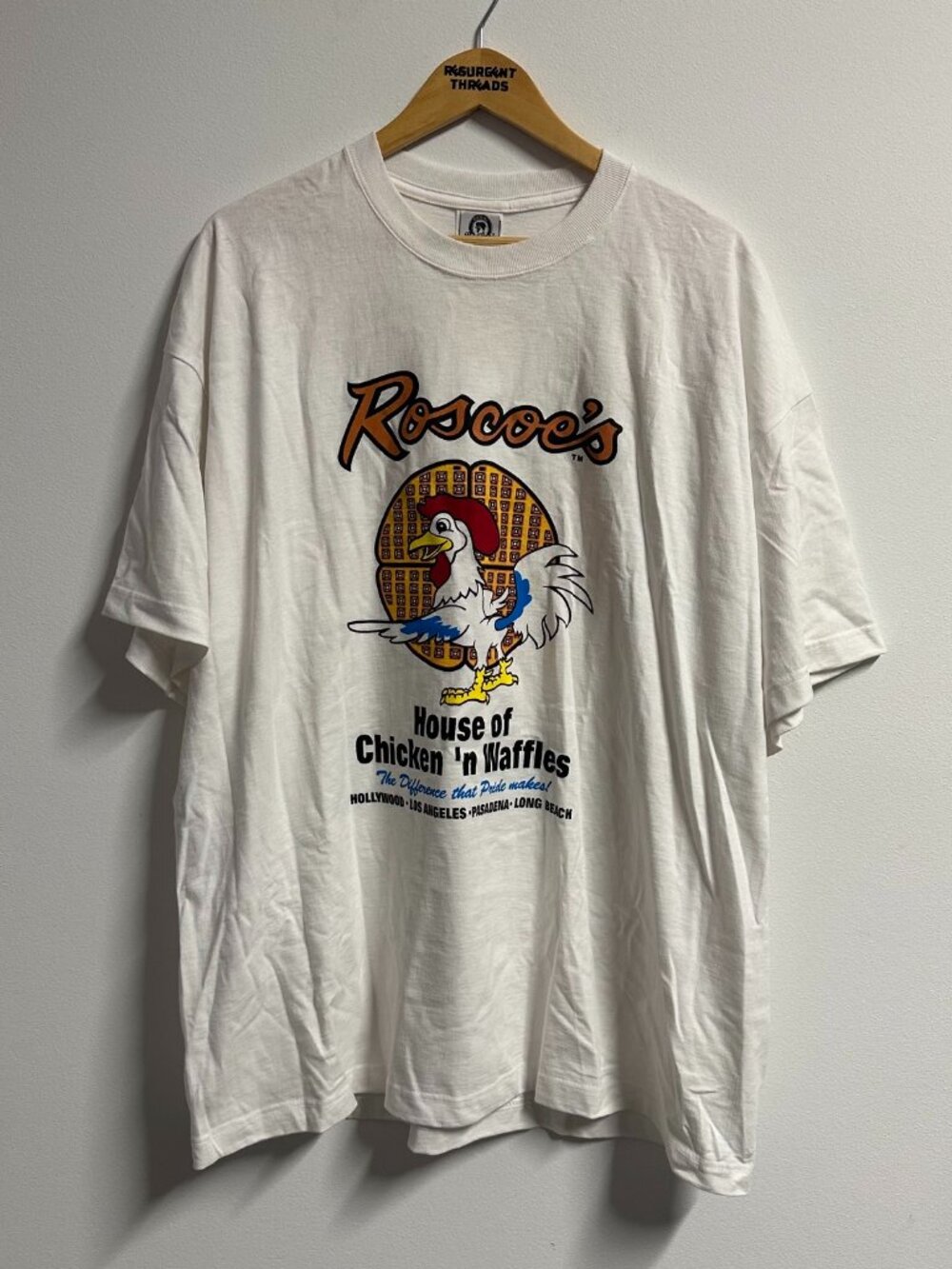 Vintage Roscoe's Chicken and Waffles T-shirt Promo White Men's 2XL Made in USA